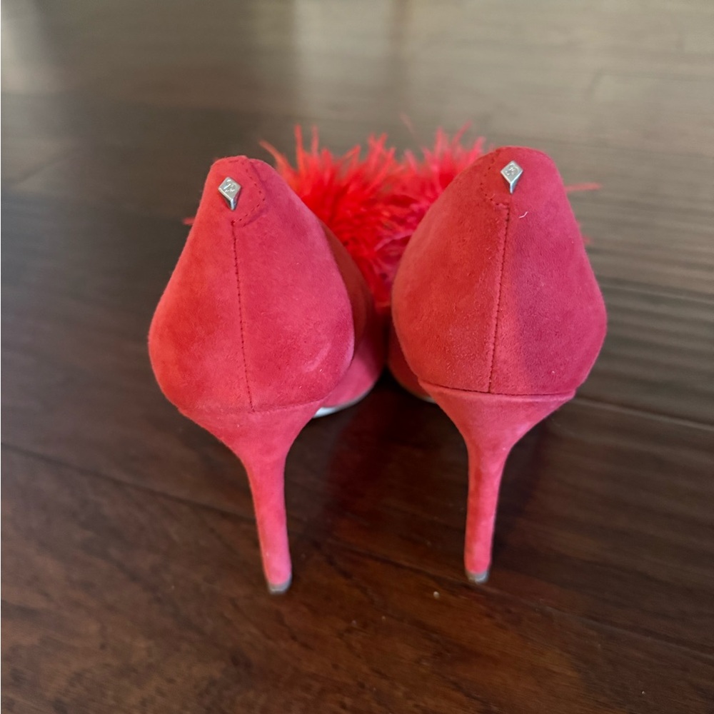 Sam Edelman Red Feathered Women's Shoes - Picture 2 of 5